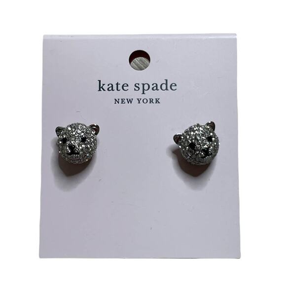 Kate Spade arctic friends polar bear pave mini studs Earrings - Picture 1 of 5